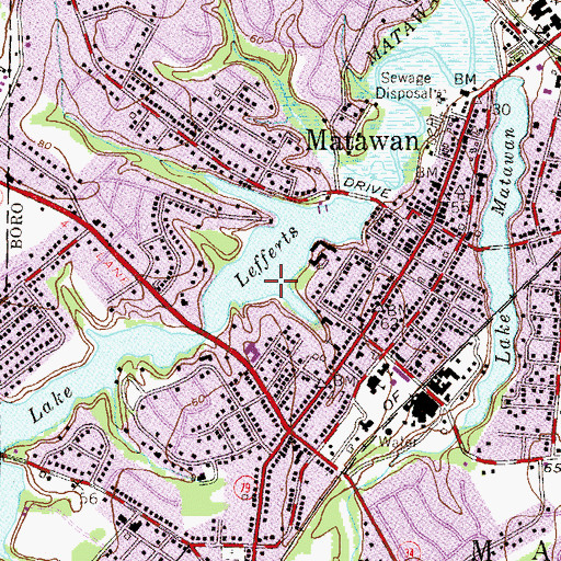 Topographic Map of Borough of Matawan, NJ