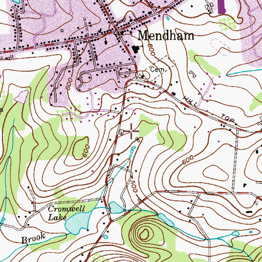 Topographic Map of Borough of Mendham, NJ