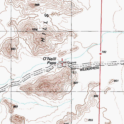 Topographic Map of O'Neills Grave, AZ