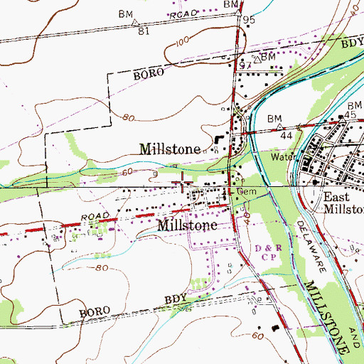 Topographic Map of Borough of Millstone, NJ