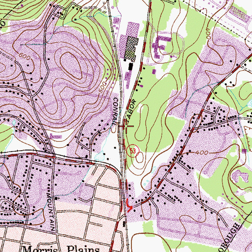 Topographic Map of Borough of Morris Plains, NJ