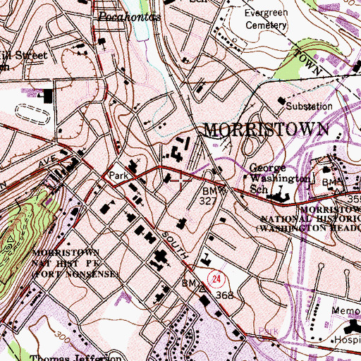 Topographic Map of Town of Morristown, NJ