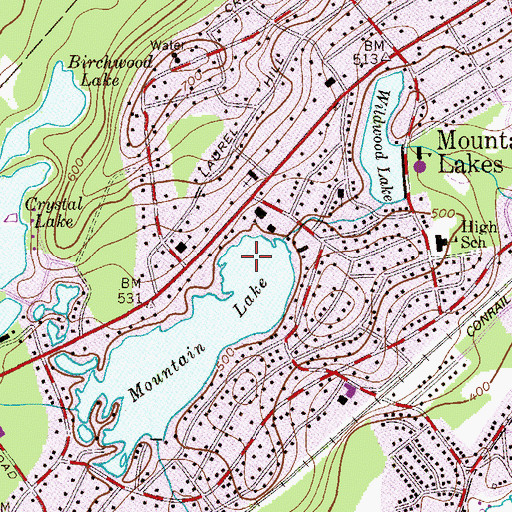 Topographic Map of Borough of Mountain Lakes, NJ