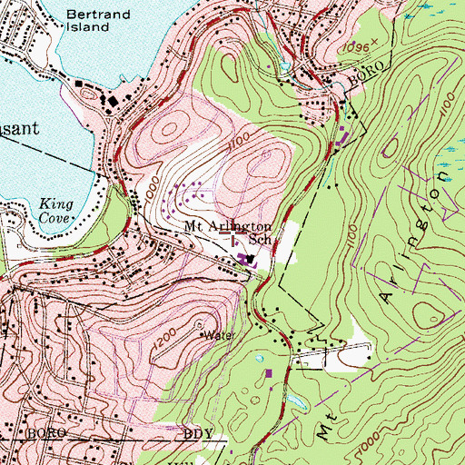 Topographic Map of Borough of Mount Arlington, NJ