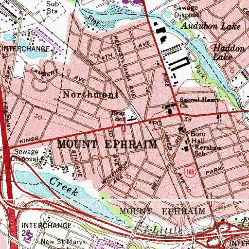 Topographic Map of Borough of Mount Ephraim, NJ