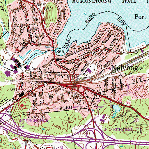 Topographic Map of Borough of Netcong, NJ