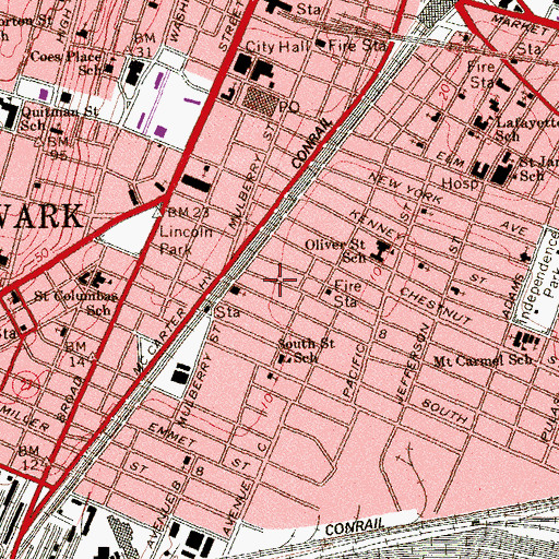 Topographic Map of City of Newark, NJ