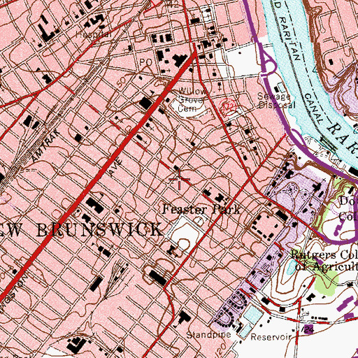 Topographic Map of City of New Brunswick, NJ