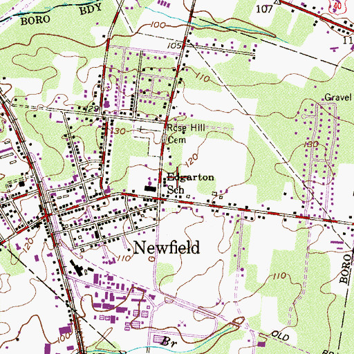 Topographic Map of Borough of Newfield, NJ