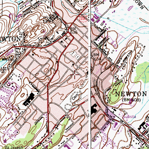 Topographic Map of Town of Newton, NJ