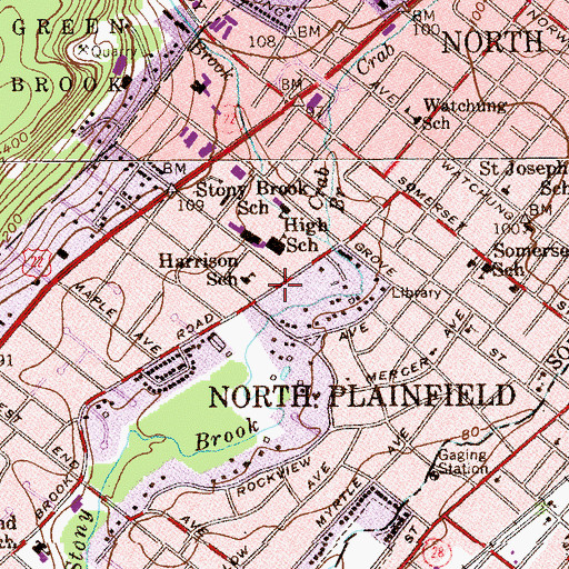 Topographic Map of Borough of North Plainfield, NJ