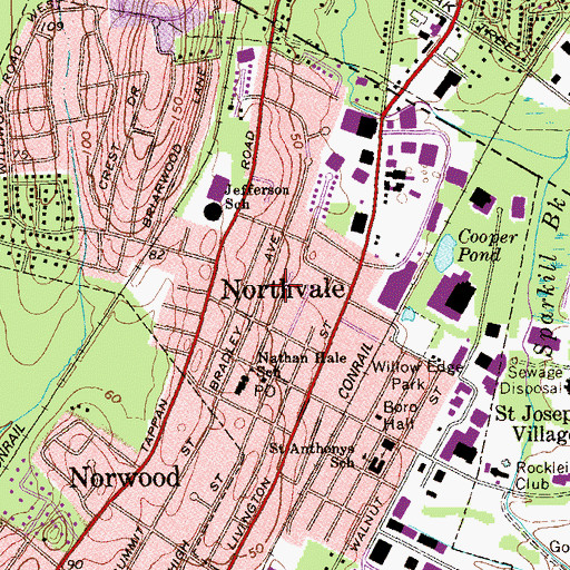Topographic Map of Borough of Northvale, NJ