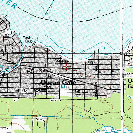 Topographic Map of Borough of Ocean Gate, NJ