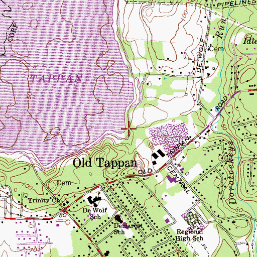 Topographic Map of Borough of Old Tappan, NJ