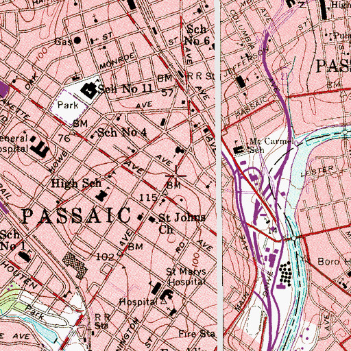 Topographic Map of City of Passaic, NJ
