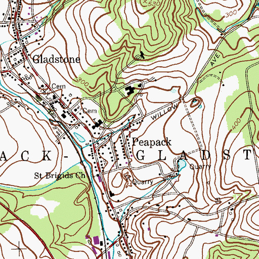 Topographic Map of Borough of Peapack and Gladstone, NJ