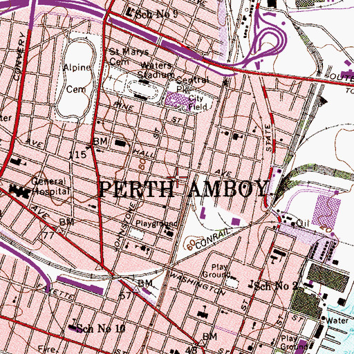 Topographic Map of City of Perth Amboy, NJ