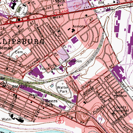Topographic Map of Town of Phillipsburg, NJ