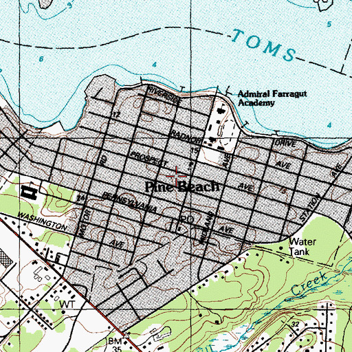 Topographic Map of Borough of Pine Beach, NJ