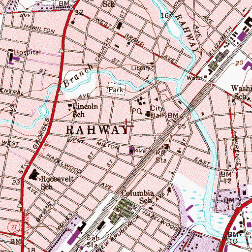 Topographic Map of City of Rahway, NJ