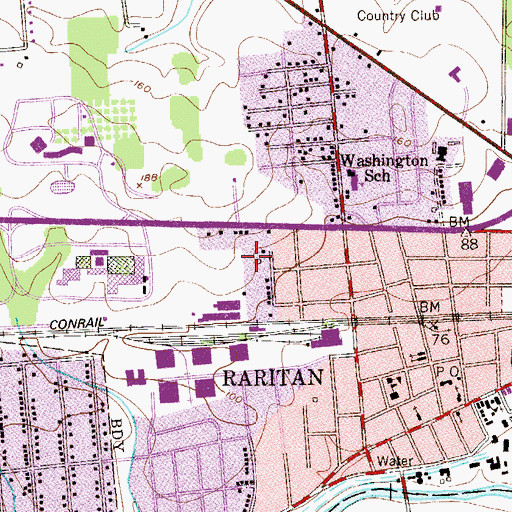 Topographic Map of Borough of Raritan, NJ