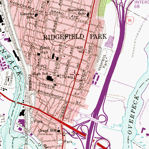 Topographic Map of Village of Ridgefield Park, NJ