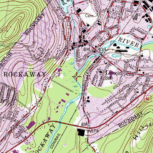 Topographic Map of Borough of Rockaway, NJ