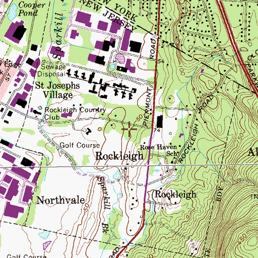 Topographic Map of Borough of Rockleigh, NJ