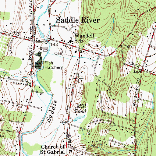 Topographic Map of Borough of Saddle River, NJ