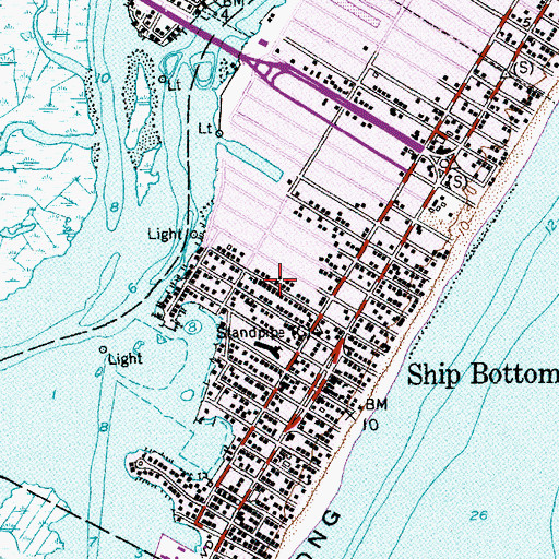 Topographic Map of Borough of Ship Bottom, NJ