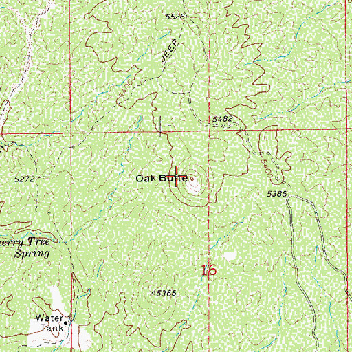 Topographic Map of Oak Butte, AZ