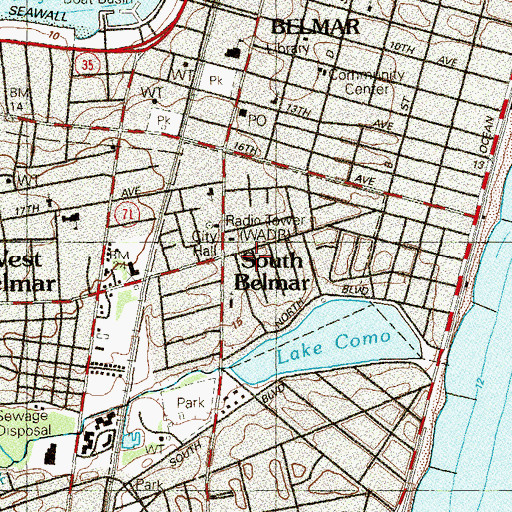 Topographic Map of Borough of Lake Como, NJ