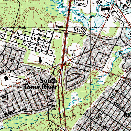 Topographic Map of Borough of South Toms River, NJ