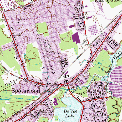 Topographic Map of Borough of Spotswood, NJ