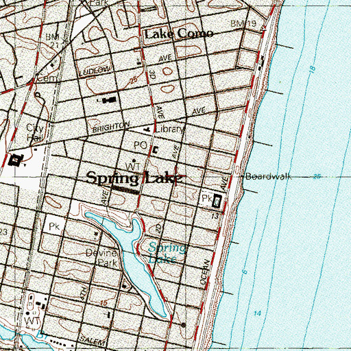 Topographic Map of Borough of Spring Lake, NJ