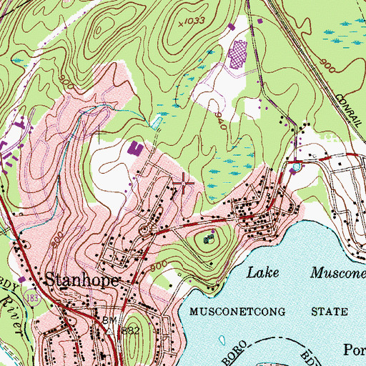 Topographic Map of Borough of Stanhope, NJ