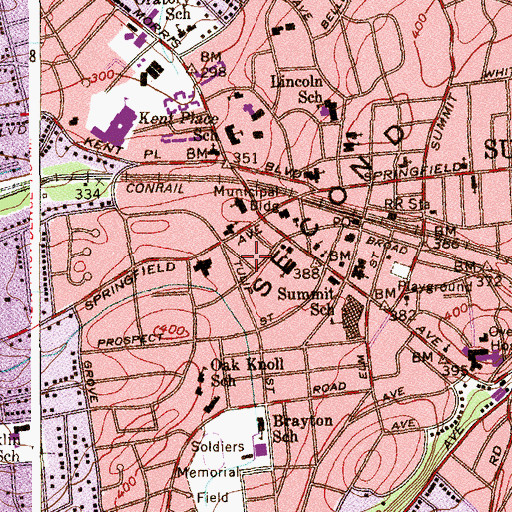 Topographic Map of City of Summit, NJ