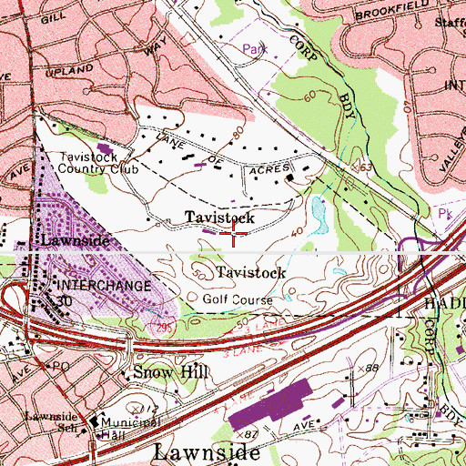 Topographic Map of Borough of Tavistock, NJ