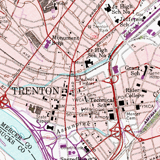 Topographic Map of City of Trenton, NJ