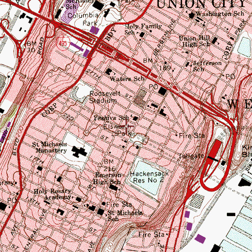 Topographic Map of City of Union City, NJ
