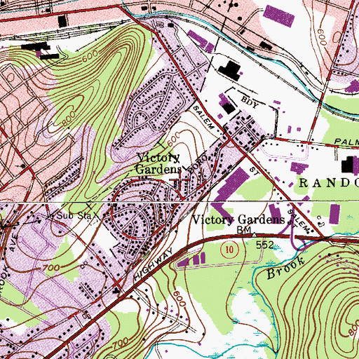 Topographic Map of Borough of Victory Gardens, NJ