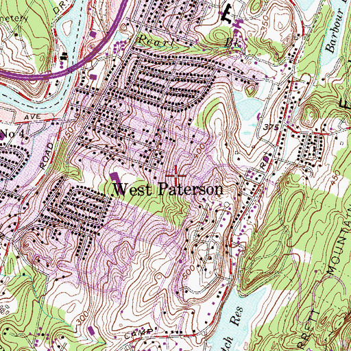 Topographic Map of Borough of Woodland Park, NJ