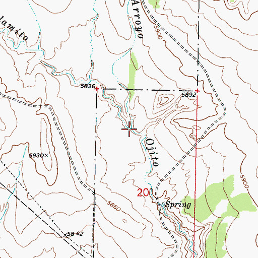 Topographic Map of Arroyo Alamito, NM