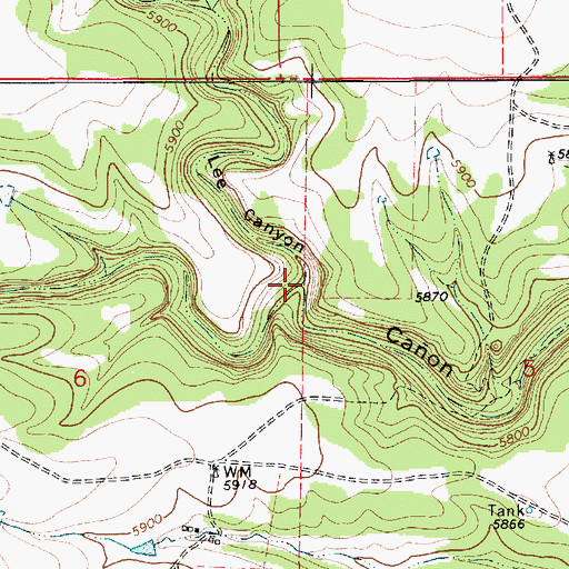 Topographic Map of Lee Canyon, NM