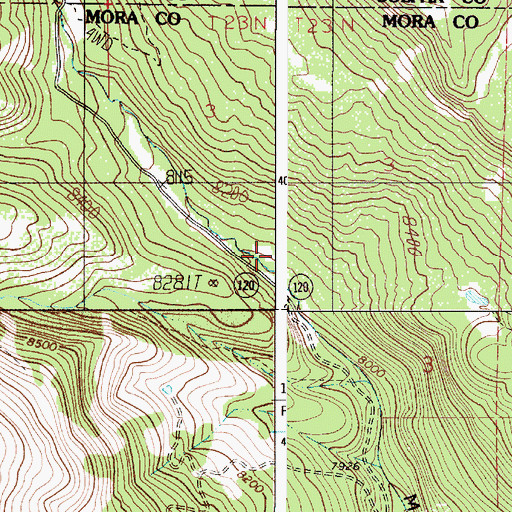 Topographic Map of Ocate Creek, NM