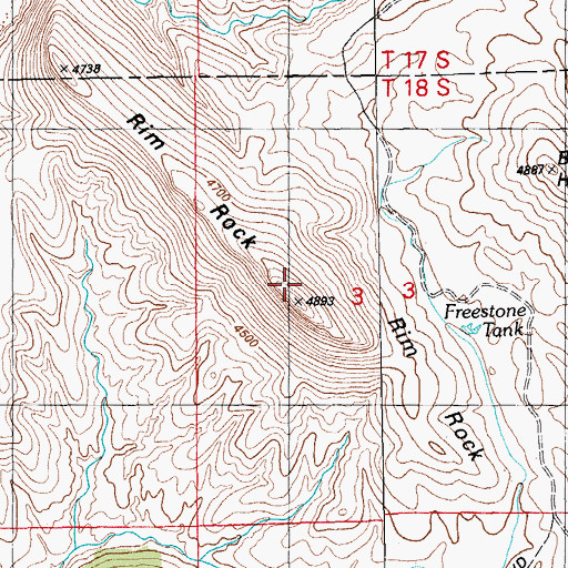 Topographic Map of Rim Rock, NM