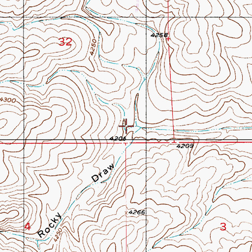 Topographic Map of Rocky Draw, NM