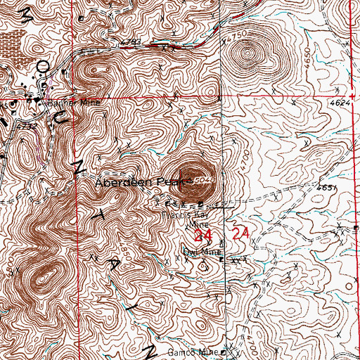 Topographic Map of Aberdeen Peak, NM