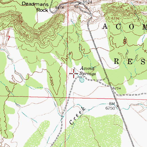 Topographic Map of Acoma Springs, NM