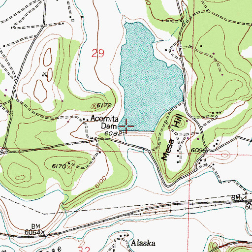 Topographic Map of Acomita Dam, NM
